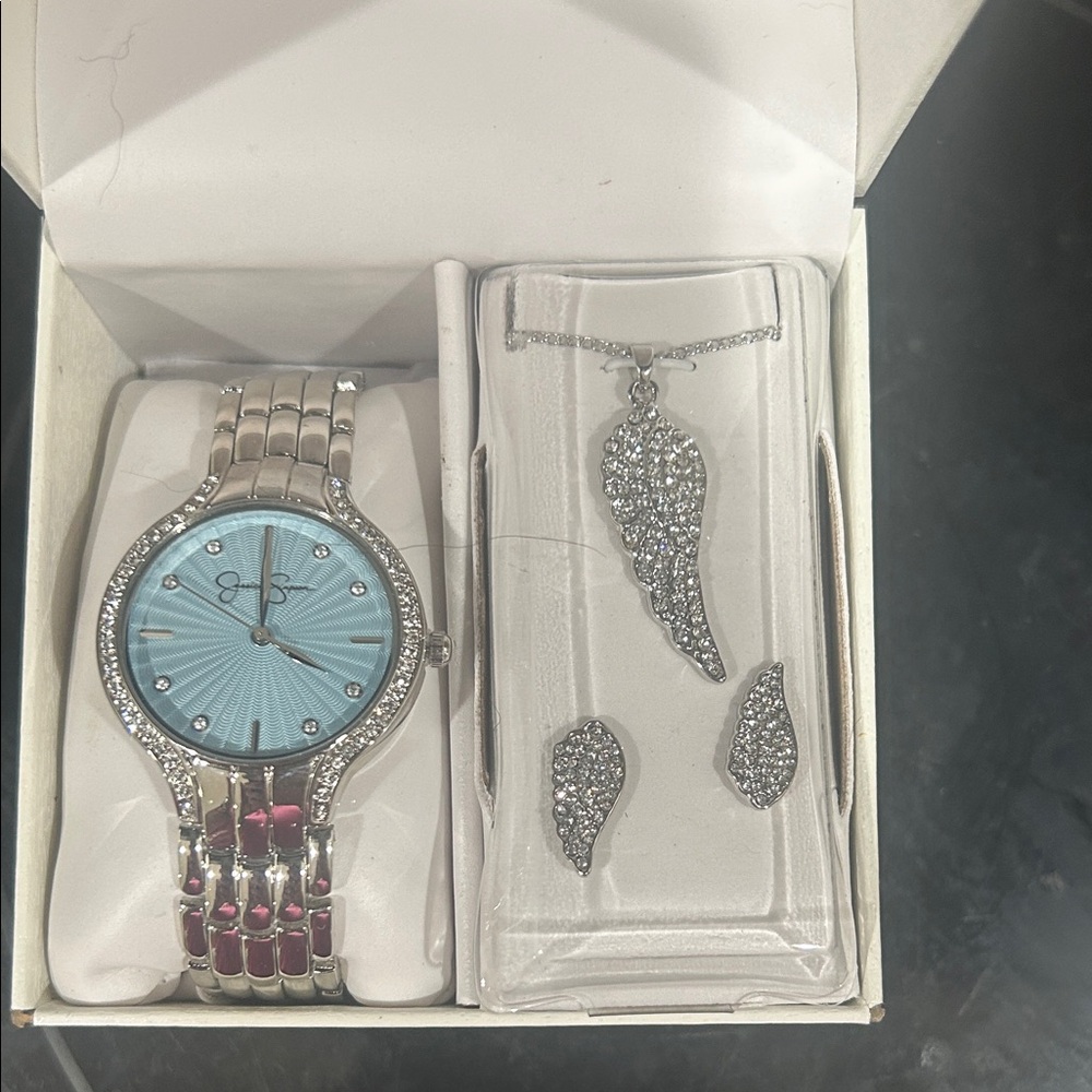Jessica Simpson Silver Watch with Crystal Accents (NWOT)